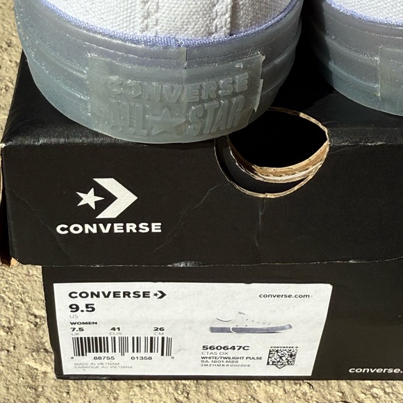 NIB Converse ALL STAR‎ White translucent gray sole - ice -TWILIGHT PULSE NEW 9.5 - Picture 4 of 13